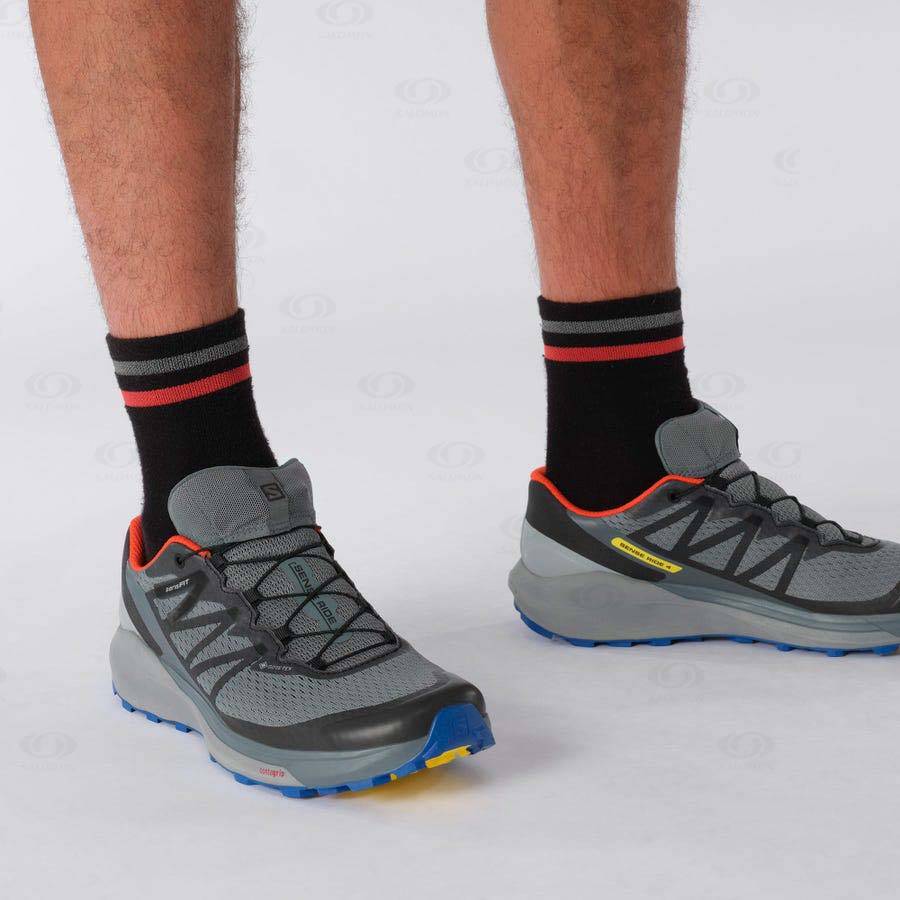Pánské Trailové Běžecké Boty Salomon SENSE RIDE 4 GORE-TEX INVISIBLE FIT Olivy Zelené | CZ-W2820