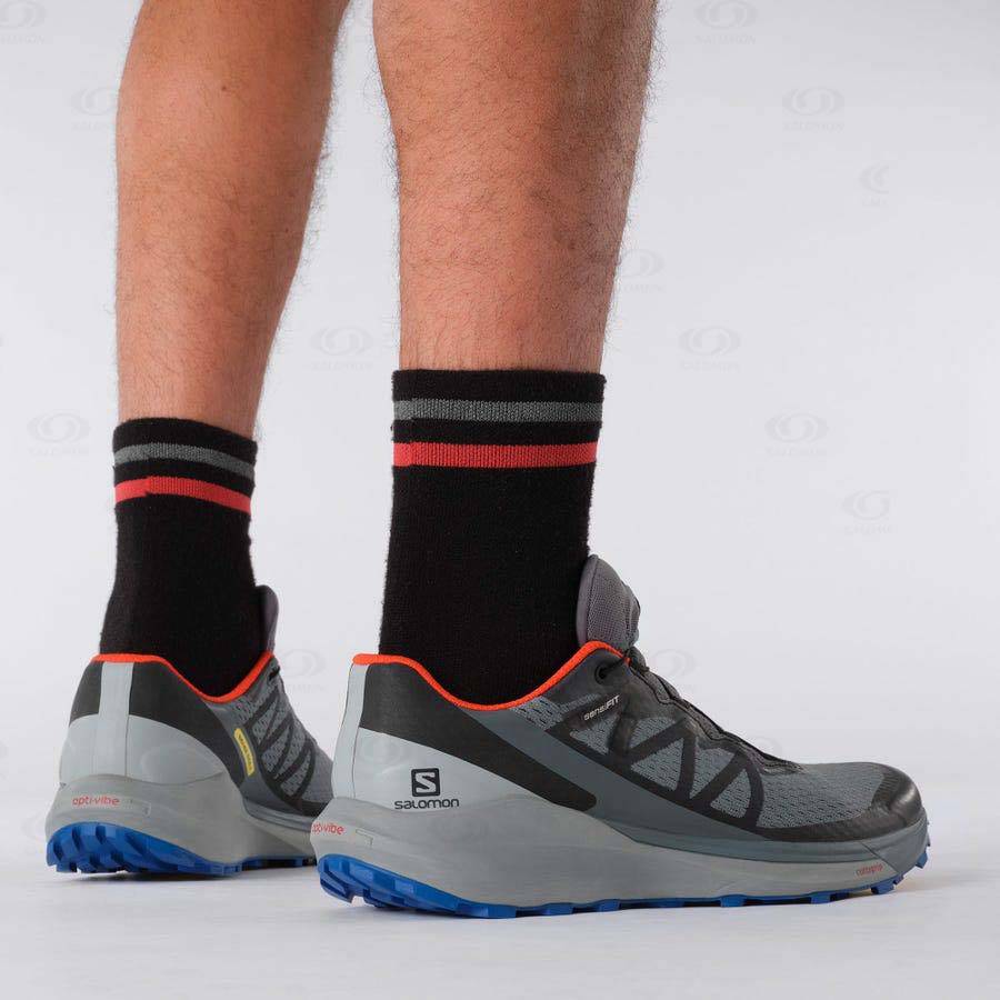 Pánské Trailové Běžecké Boty Salomon SENSE RIDE 4 GORE-TEX INVISIBLE FIT Olivy Zelené | CZ-W2820