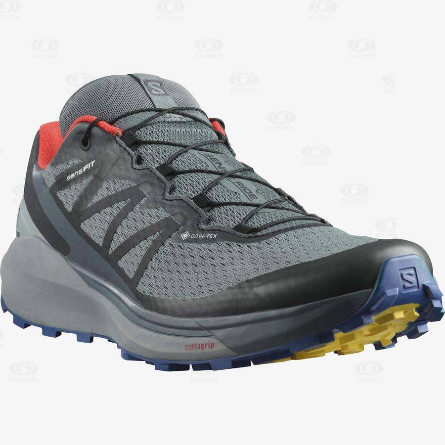 Pánské Trailové Běžecké Boty Salomon SENSE RIDE 4 GORE-TEX INVISIBLE FIT Olivy Zelené | CZ-W2820
