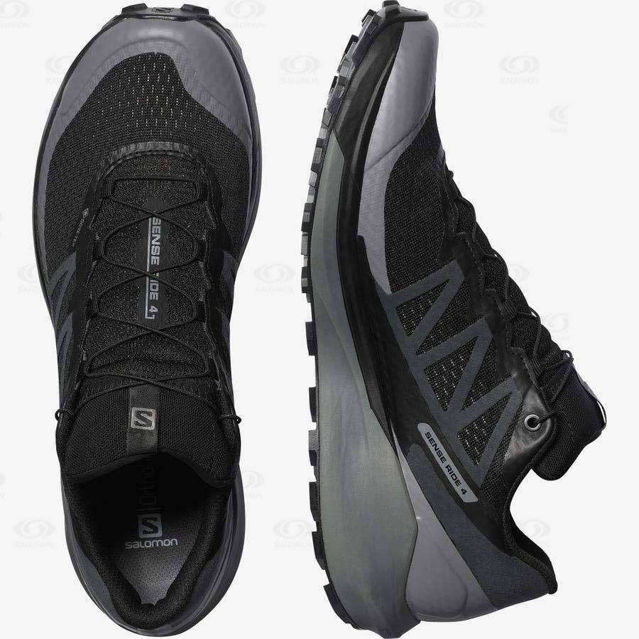 Pánské Trailové Běžecké Boty Salomon SENSE RIDE 4 GORE-TEX INVISIBLE FIT Černé Černé | CZ-W3720