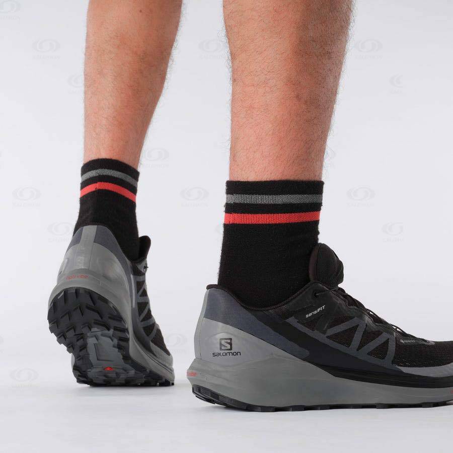 Pánské Trailové Běžecké Boty Salomon SENSE RIDE 4 GORE-TEX INVISIBLE FIT Černé Černé | CZ-W3720