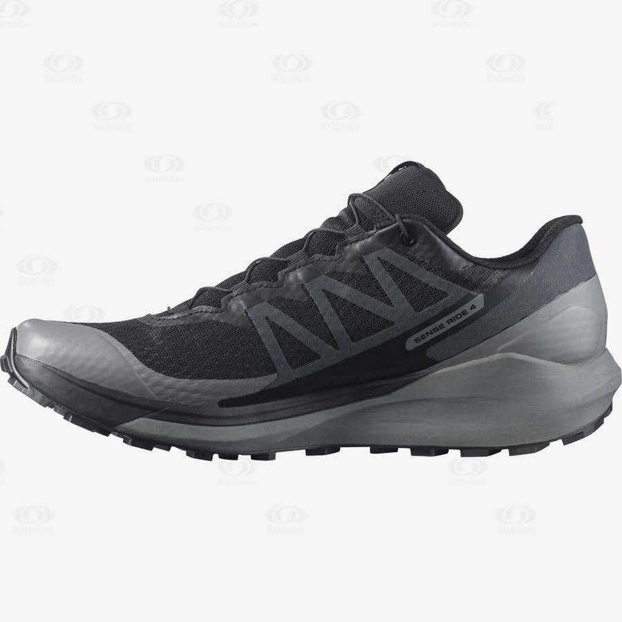 Pánské Trailové Běžecké Boty Salomon SENSE RIDE 4 GORE-TEX INVISIBLE FIT Černé Černé | CZ-W3720