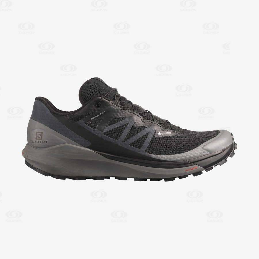 Pánské Trailové Běžecké Boty Salomon SENSE RIDE 4 GORE-TEX INVISIBLE FIT Černé Černé | CZ-W3720