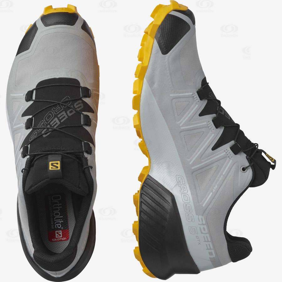 Pánské Trailové Běžecké Boty Salomon SPEEDCROSS 5 GORE-TEX Černé Šedé | CZ-A2046