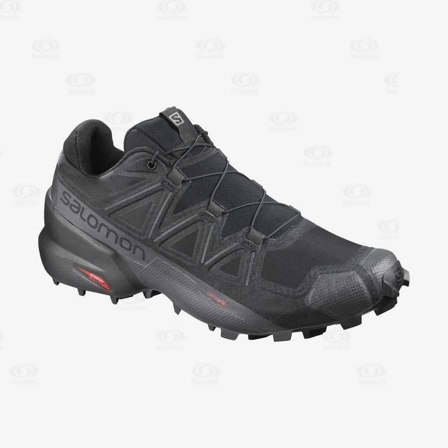 Pánské Trailové Běžecké Boty Salomon SPEEDCROSS 5 WIDE Černé | CZ-N2303