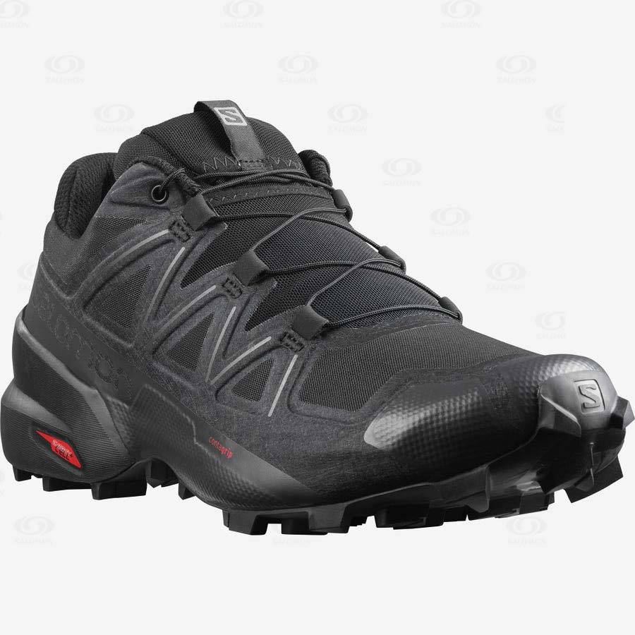 Pánské Trailové Běžecké Boty Salomon SPEEDCROSS 5 WIDE Černé | CZ-N2303