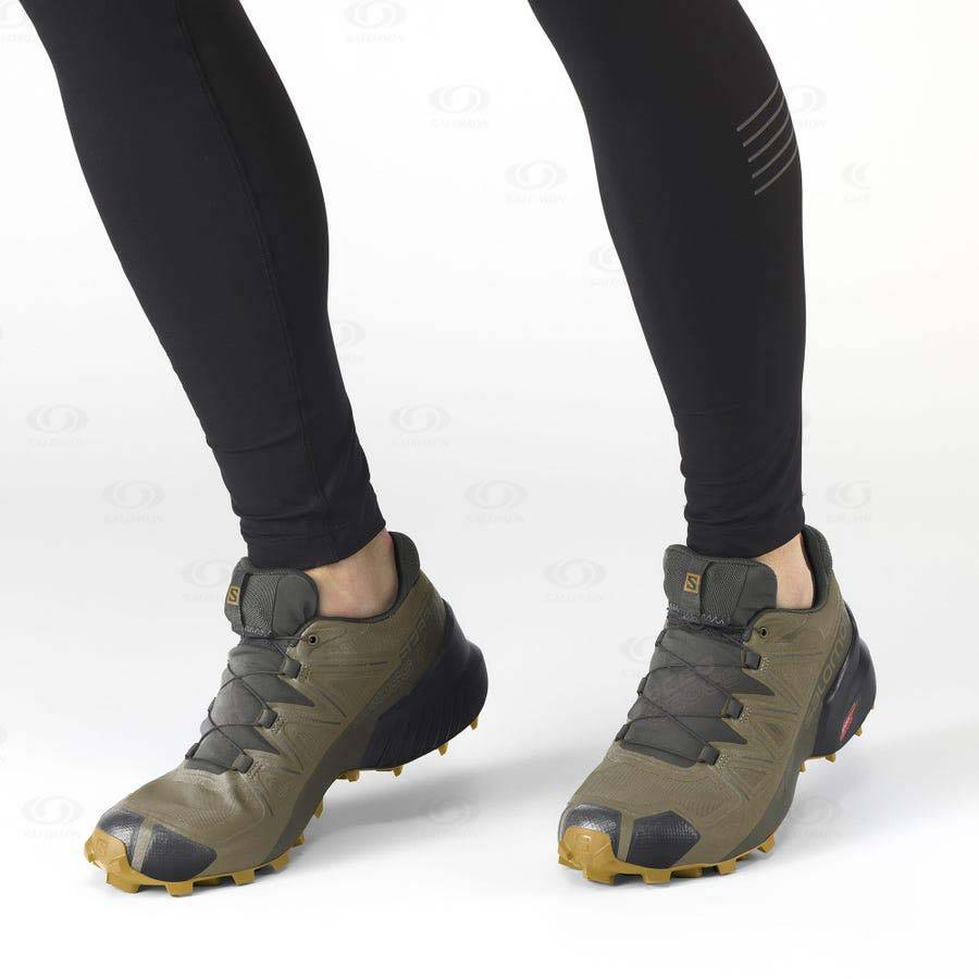 Pánské Trailové Běžecké Boty Salomon SPEEDCROSS 5 GORE-TEX Olivy Zelené | CZ-W3240