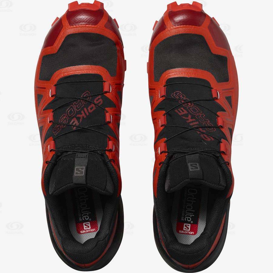 Pánské Trailové Běžecké Boty Salomon SPIKECROSS 5 GORE-TEX Černé Červené | CZ-W1890