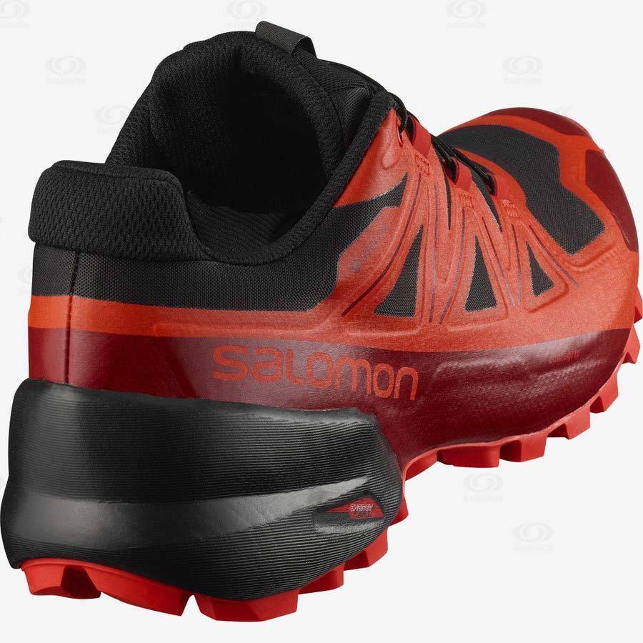 Pánské Trailové Běžecké Boty Salomon SPIKECROSS 5 GORE-TEX Černé Červené | CZ-W1890