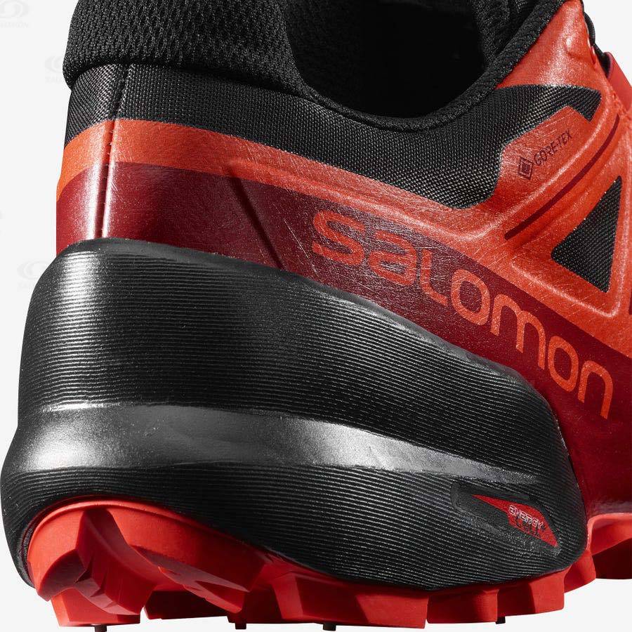 Pánské Trailové Běžecké Boty Salomon SPIKECROSS 5 GORE-TEX Černé Červené | CZ-W1890