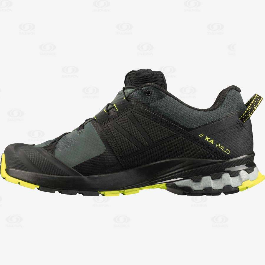 Pánské Trailové Běžecké Boty Salomon XA WILD GORE-TEX Černé Olivy Zelené | CZ-O2442
