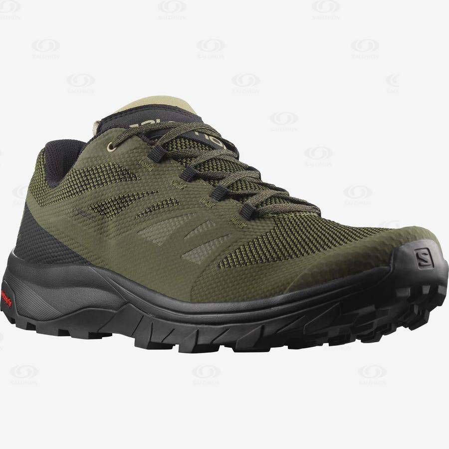 Pánské Trekové Boty Salomon OUTLINE GORE-TEX Olivy Zelené Černé | CZ-W2250