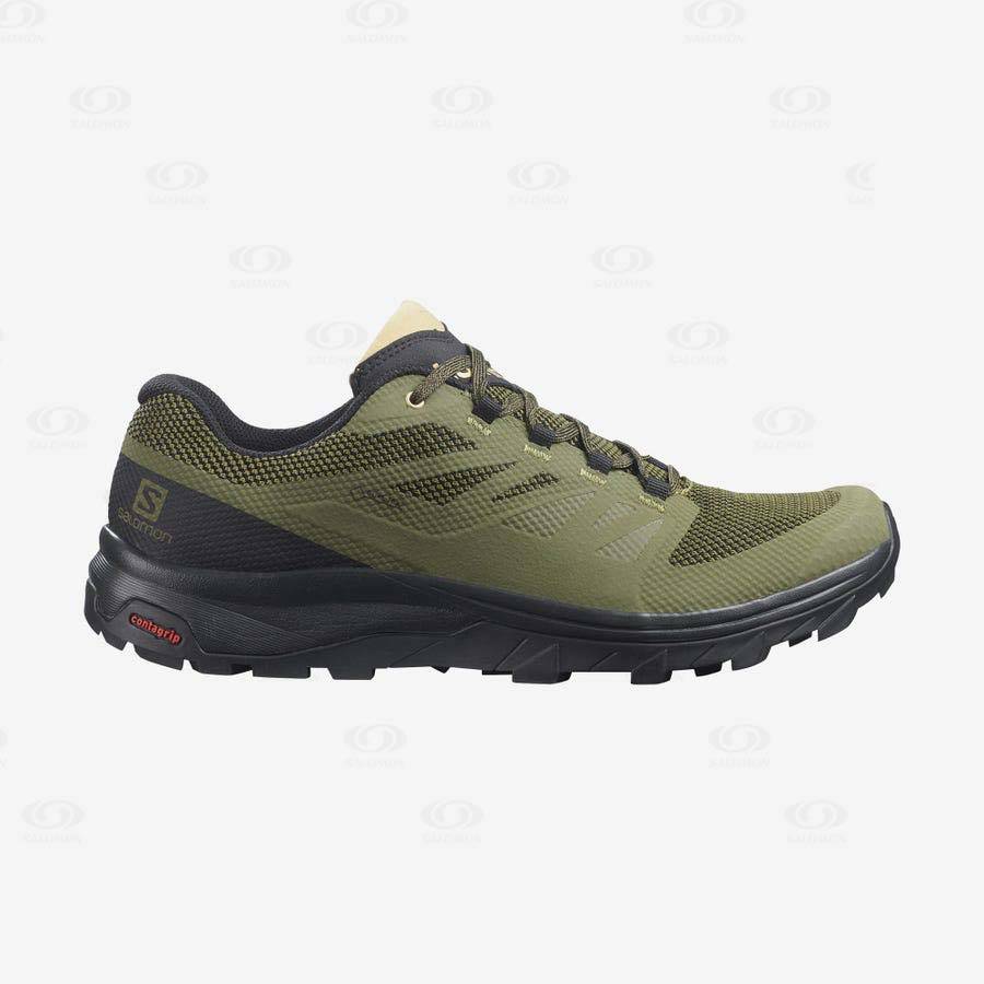 Pánské Trekové Boty Salomon OUTLINE WIDE GORE-TEX Olivy Zelené | CZ-A1052