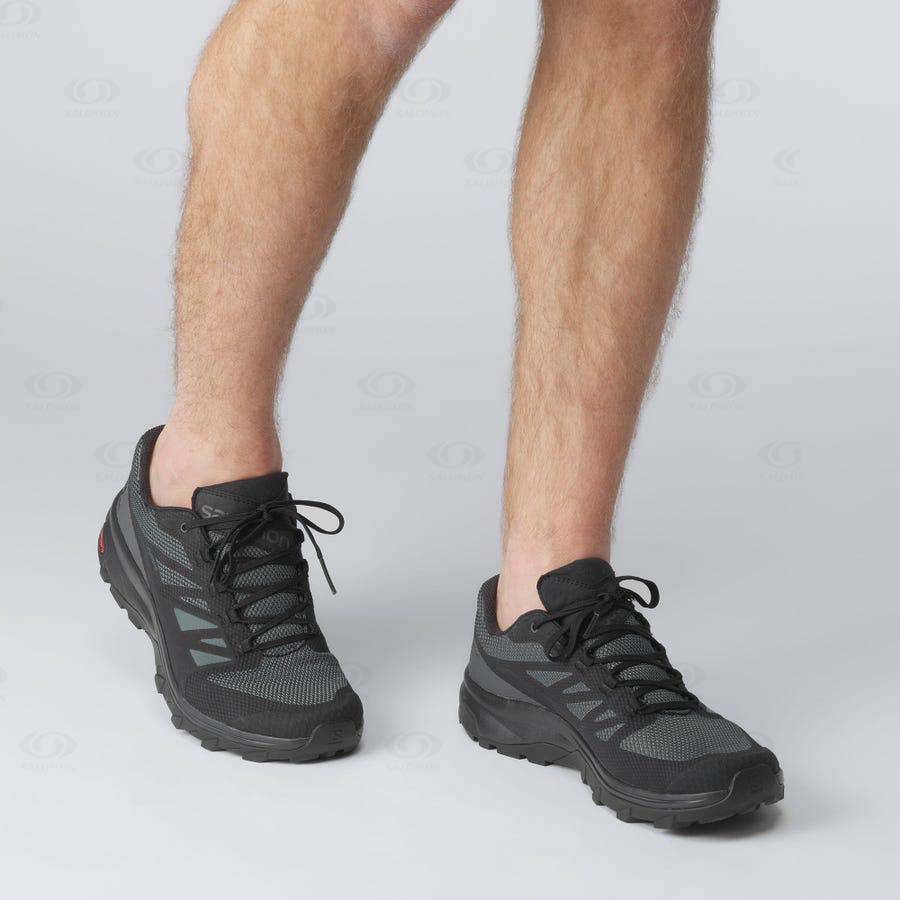 Pánské Trekové Boty Salomon OUTLINE WIDE GORE-TEX Černé | CZ-W3270