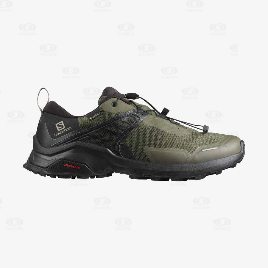 Pánské Trekové Boty Salomon X RAISE GORE-TEX Černé Olivy Zelené | CZ-wA1024