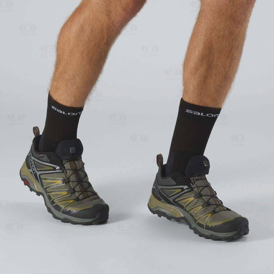 Pánské Trekové Boty Salomon X ULTRA 3 GORE-TEX Šedé Zelene | CZ-M1510