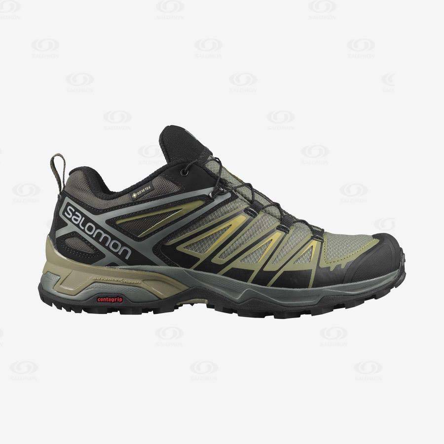 Pánské Trekové Boty Salomon X ULTRA 3 GORE-TEX Šedé Zelene | CZ-M1510