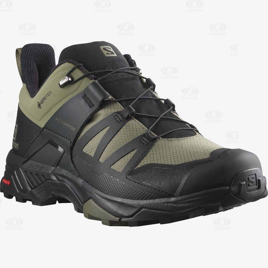 Pánské Trekové Boty Salomon X ULTRA 4 WIDE GORE-TEX Olivy Zelené Černé | CZ-L2285