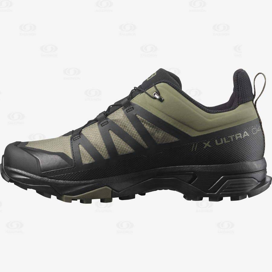 Pánské Trekové Boty Salomon X ULTRA 4 WIDE GORE-TEX Olivy Zelené Černé | CZ-L2285