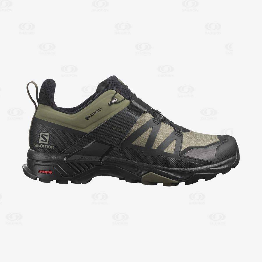 Pánské Trekové Boty Salomon X ULTRA 4 WIDE GORE-TEX Olivy Zelené Černé | CZ-L2285