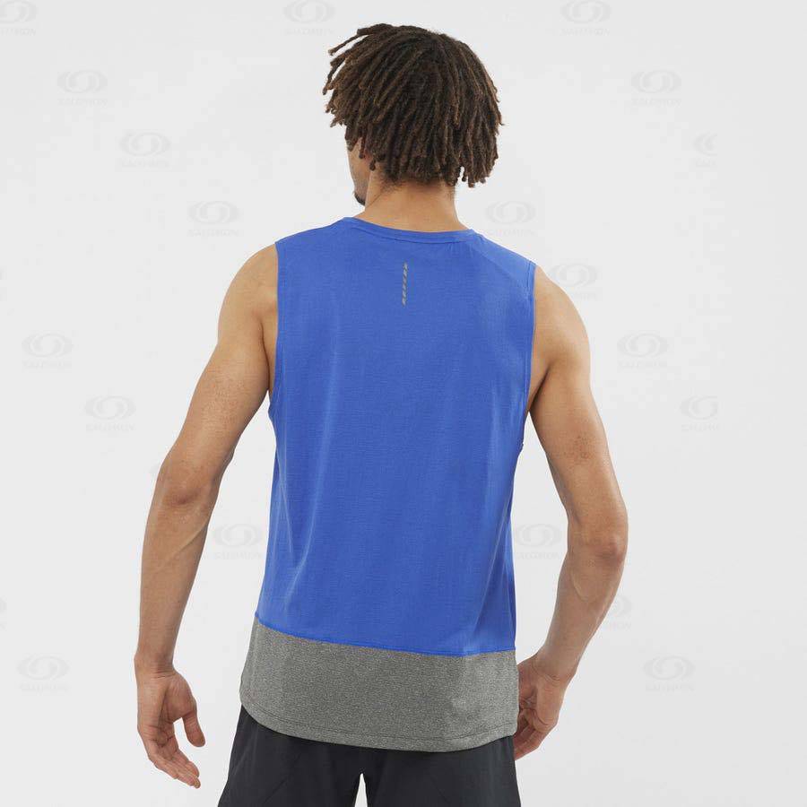Pánské Tričko Salomon CROSS RUN Blankyt | CZ-N1204
