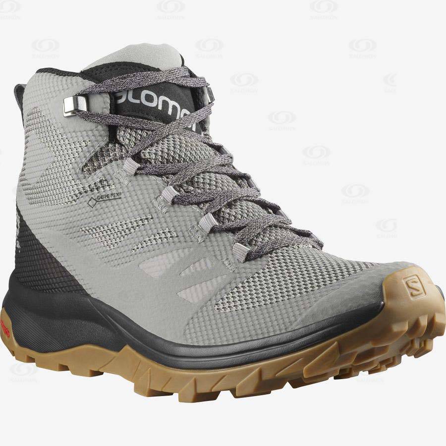 Pánské Turistické Boty Salomon OUTLINE MID GORE-TEX Šedé Černé | CZ-N2191