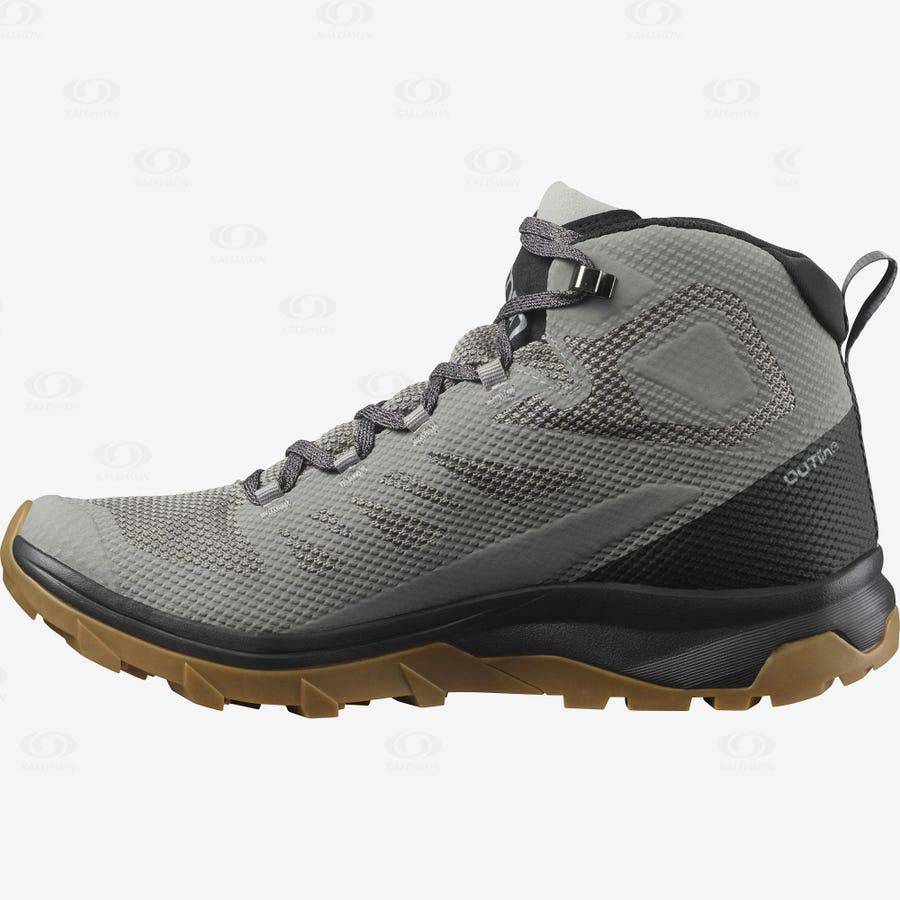 Pánské Turistické Boty Salomon OUTLINE MID GORE-TEX Šedé Černé | CZ-N2191