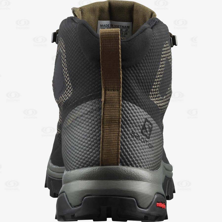 Pánské Turistické Boty Salomon OUTLINE MID GORE-TEX Olivy Zelené Černé | CZ-S2549