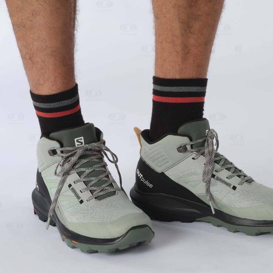 Pánské Turistické Boty Salomon OUTPULSE MID GORE-TEX Černé Tyrkysové | CZ-S2290