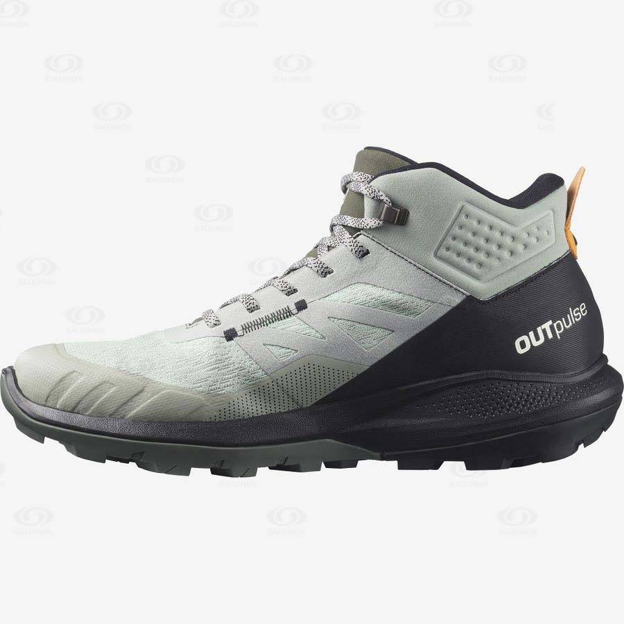 Pánské Turistické Boty Salomon OUTPULSE MID GORE-TEX Černé Tyrkysové | CZ-S2290