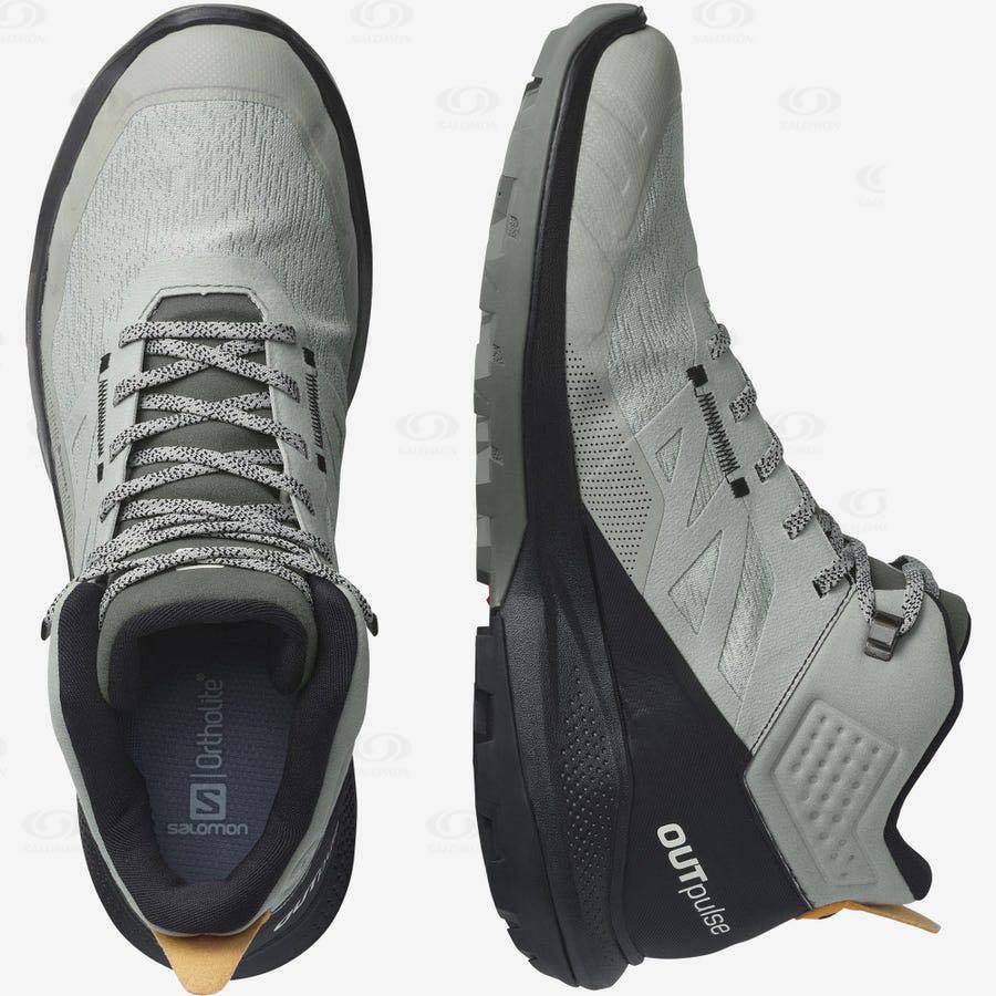 Pánské Turistické Boty Salomon OUTPULSE MID GORE-TEX Černé Tyrkysové | CZ-S2290