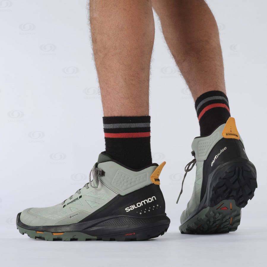 Pánské Turistické Boty Salomon OUTPULSE MID GORE-TEX Černé Tyrkysové | CZ-S2290