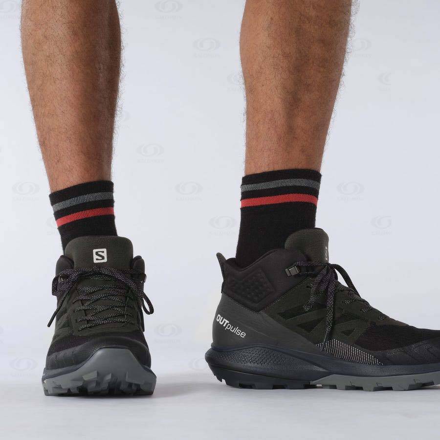 Pánské Turistické Boty Salomon OUTPULSE MID GORE-TEX Černé | CZ-W1730