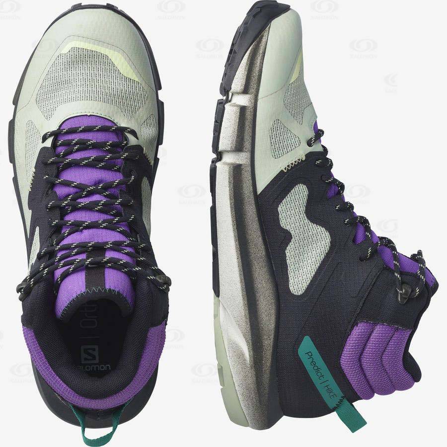 Pánské Turistické Boty Salomon PREDICT HIKE MID GORE-TEX Mátově Zelená Fialové | CZ-A2207