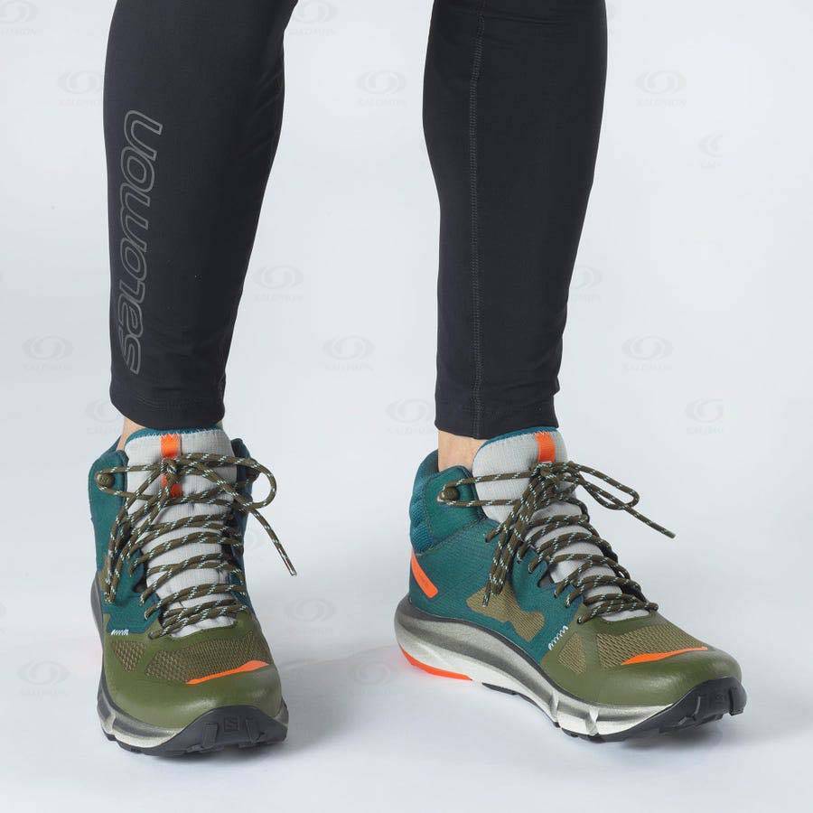 Pánské Turistické Boty Salomon PREDICT HIKE MID GORE-TEX Tmavě Zelene Olivy Zelené | CZ-N2072