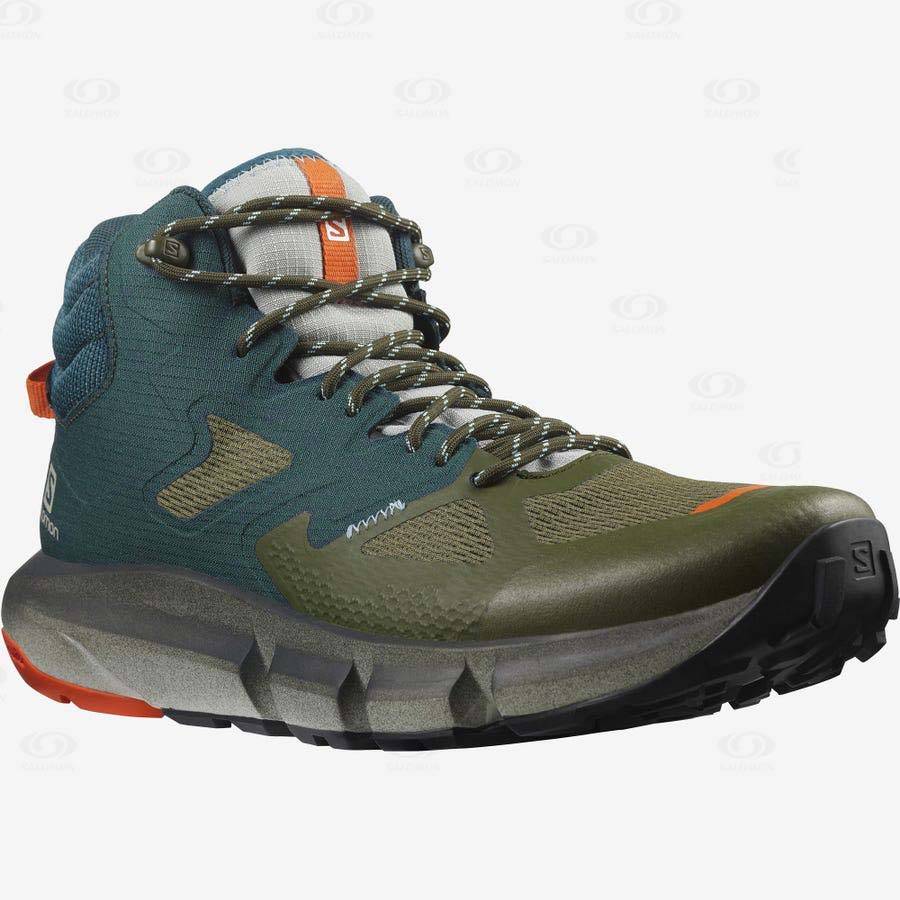 Pánské Turistické Boty Salomon PREDICT HIKE MID GORE-TEX Tmavě Zelene Olivy Zelené | CZ-N2072