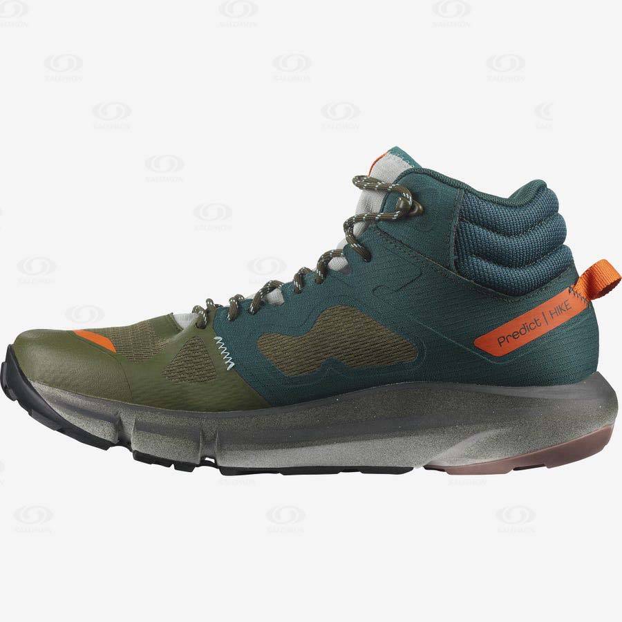 Pánské Turistické Boty Salomon PREDICT HIKE MID GORE-TEX Tmavě Zelene Olivy Zelené | CZ-N2072