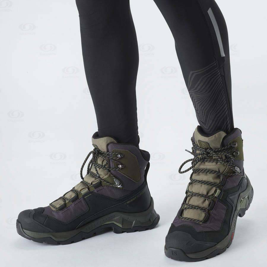 Pánské Turistické Boty Salomon QUEST ELEMENT GORE-TEX Černé Olivy Zelené | CZ-S1758