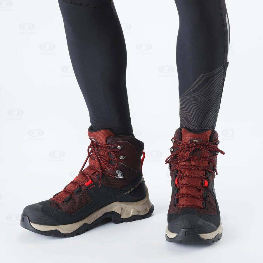 Pánské Turistické Boty Salomon QUEST ELEMENT GORE-TEX Šedé Červené | CZ-W1420
