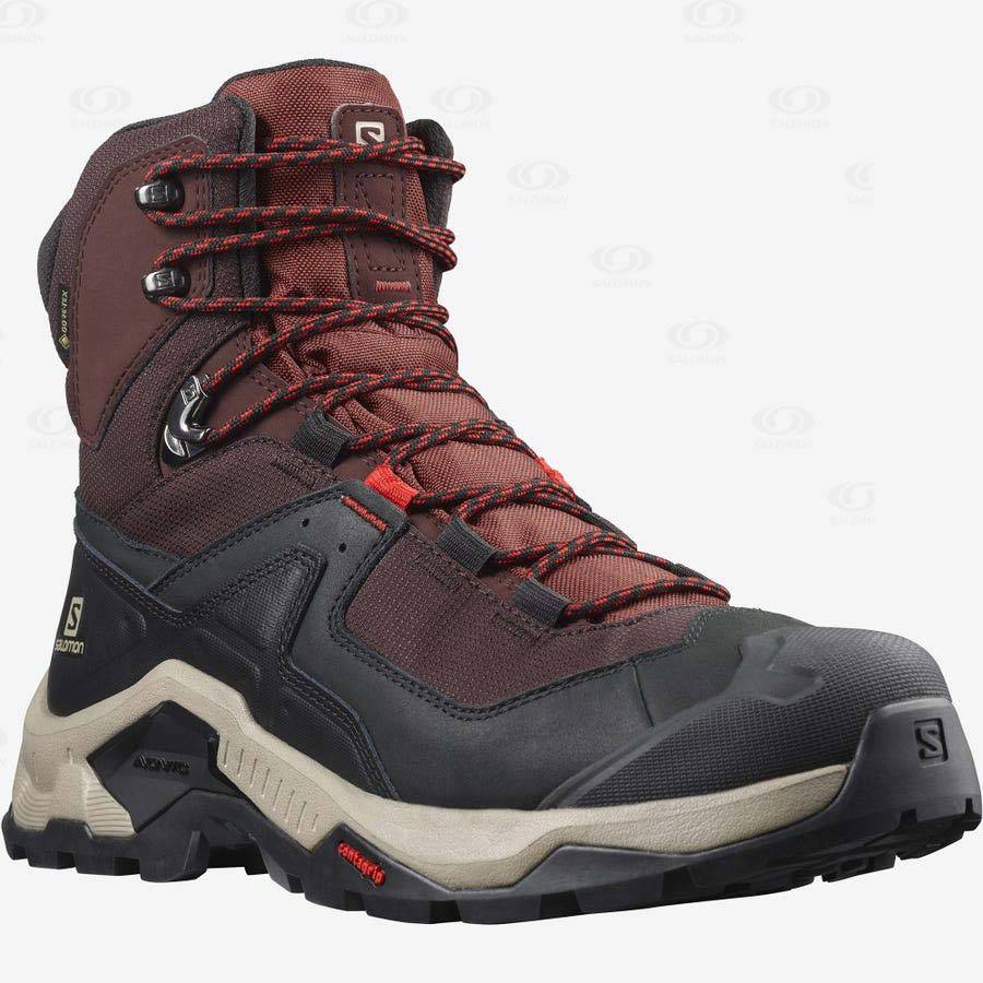 Pánské Turistické Boty Salomon QUEST ELEMENT GORE-TEX Šedé Červené | CZ-W1420