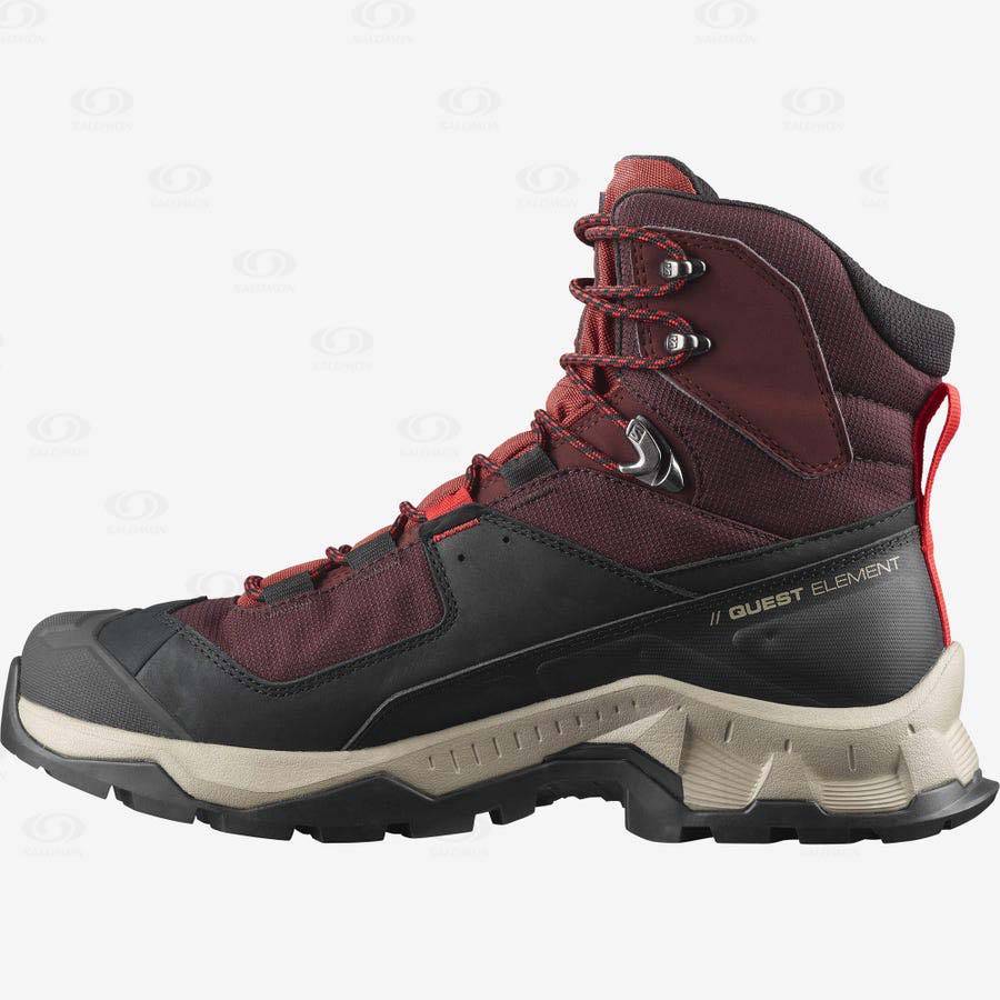 Pánské Turistické Boty Salomon QUEST ELEMENT GORE-TEX Šedé Červené | CZ-W1420