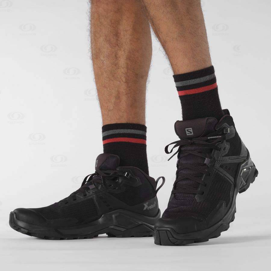Pánské Turistické Boty Salomon X RAISE 2 MID GORE-TEX Šedé Černé | CZ-O1159