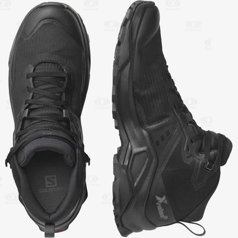 Pánské Turistické Boty Salomon X RAISE 2 MID GORE-TEX Šedé Černé | CZ-O1159