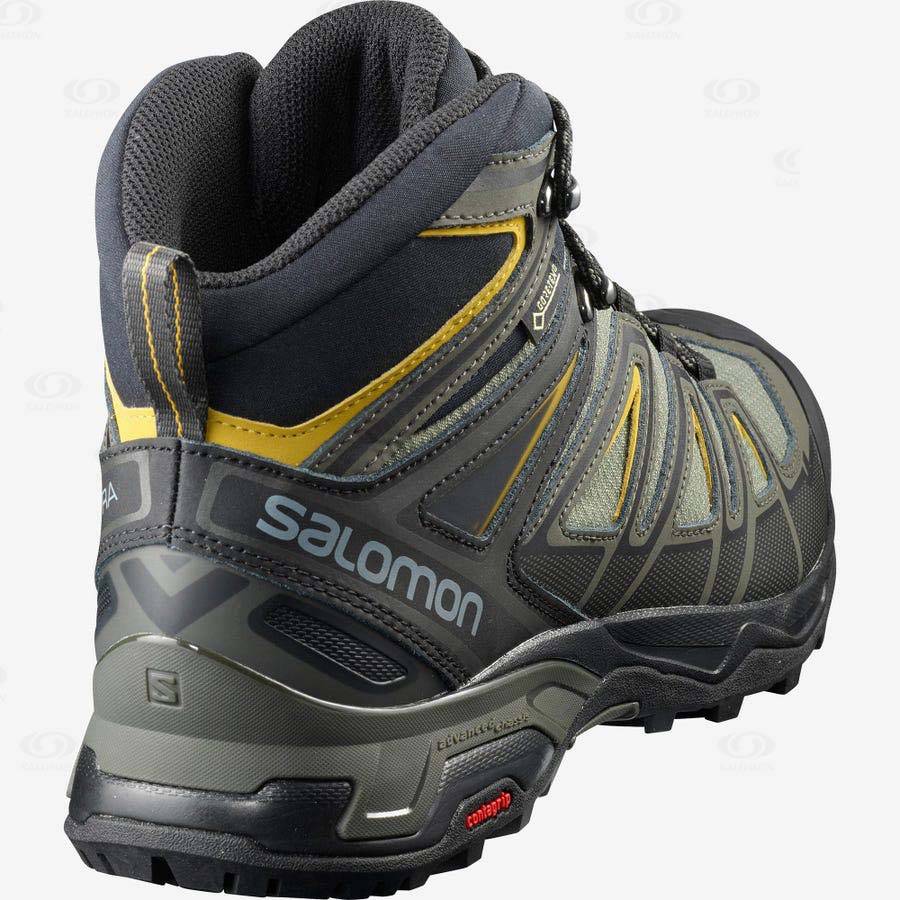 Pánské Turistické Boty Salomon X ULTRA 3 WIDE MID GORE-TEX Šedé Černé Zelene | CZ-L1627