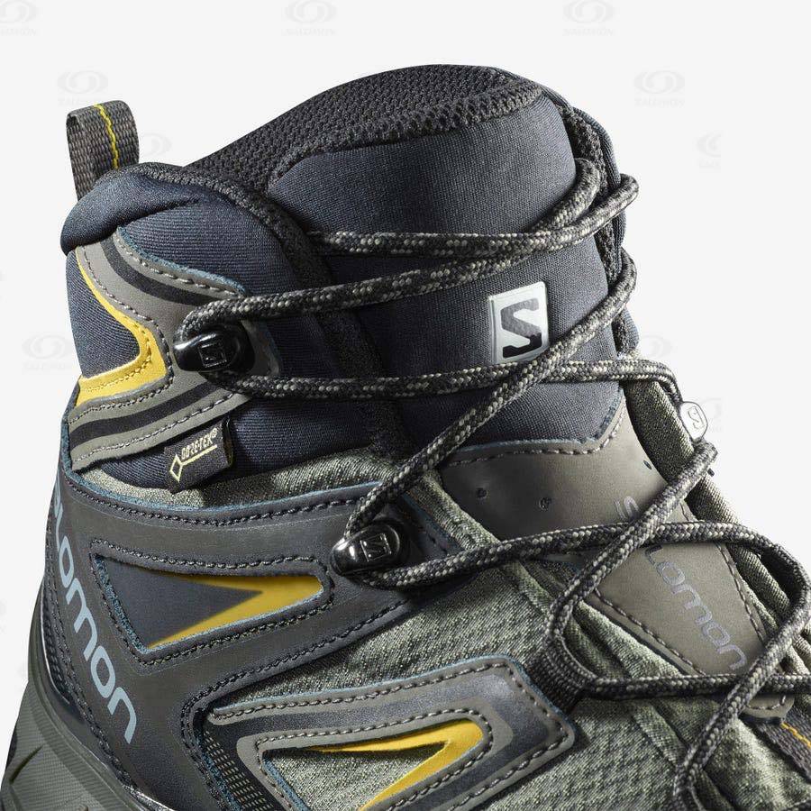 Pánské Turistické Boty Salomon X ULTRA 3 WIDE MID GORE-TEX Šedé Černé Zelene | CZ-L1627
