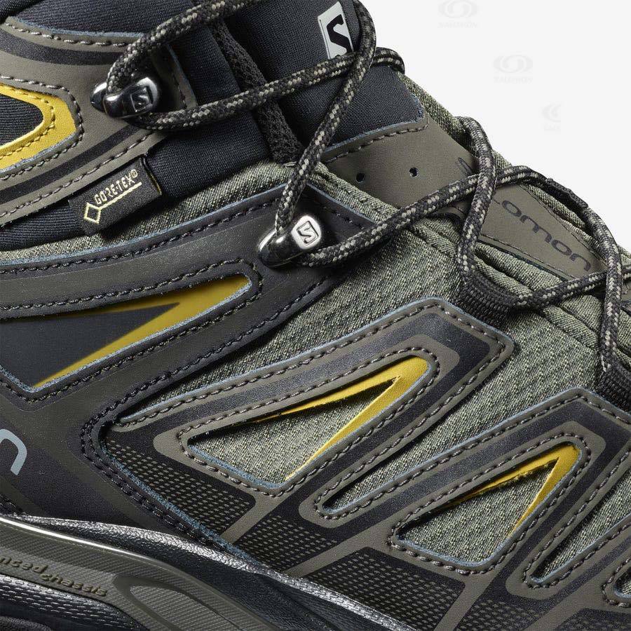 Pánské Turistické Boty Salomon X ULTRA 3 WIDE MID GORE-TEX Šedé Černé Zelene | CZ-L1627