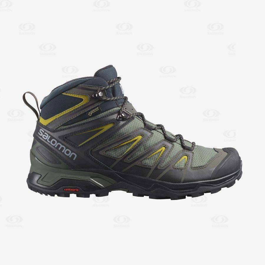 Pánské Turistické Boty Salomon X ULTRA 3 MID GORE-TEX Olivy Zelené | CZ-N1624