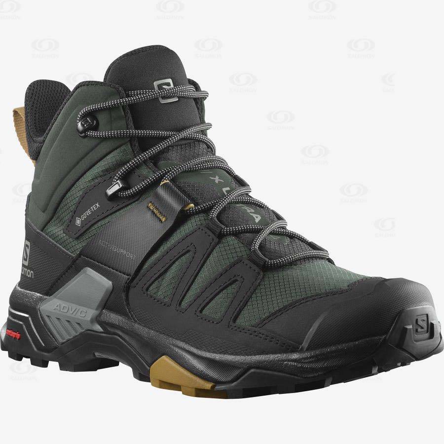 Pánské Turistické Boty Salomon X ULTRA 4 MID GORE-TEX Zelene Černé | CZ-O1119
