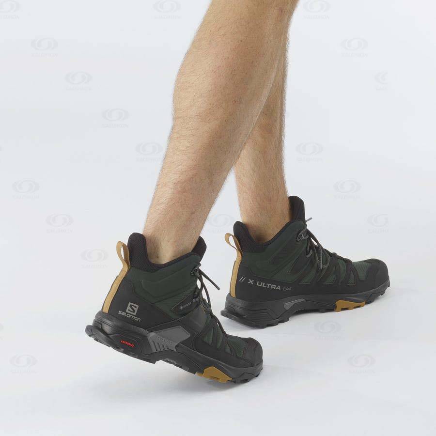 Pánské Turistické Boty Salomon X ULTRA 4 MID GORE-TEX Zelene Černé | CZ-O1119