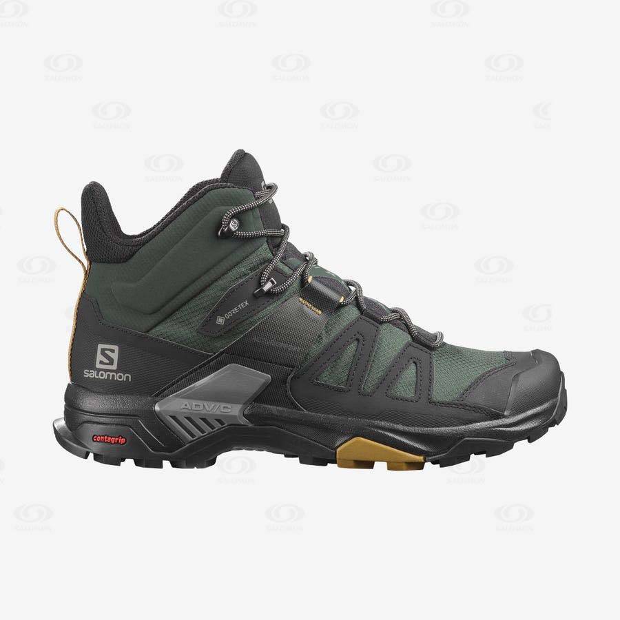 Pánské Turistické Boty Salomon X ULTRA 4 MID GORE-TEX Zelene Černé | CZ-O1119